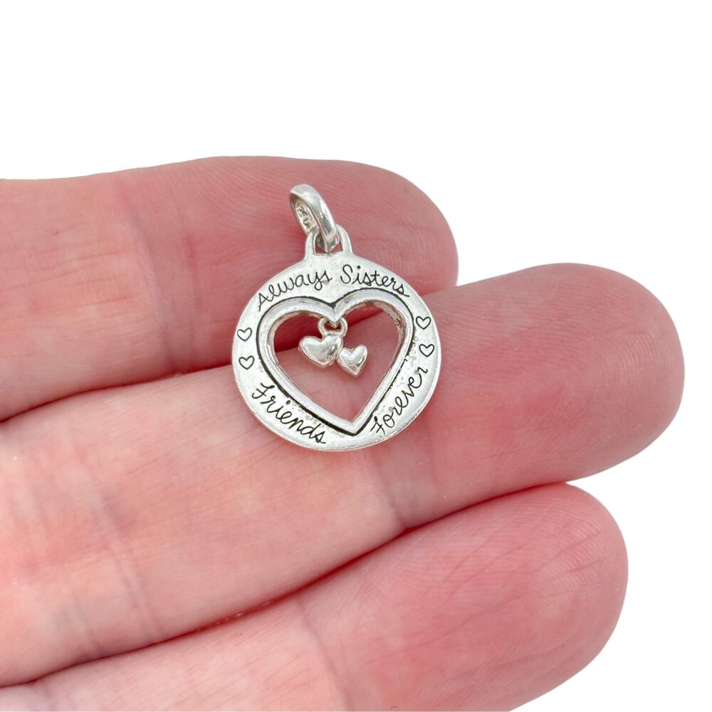Vintage Sterling Silver 925 Sisters Friends Heart Pendant